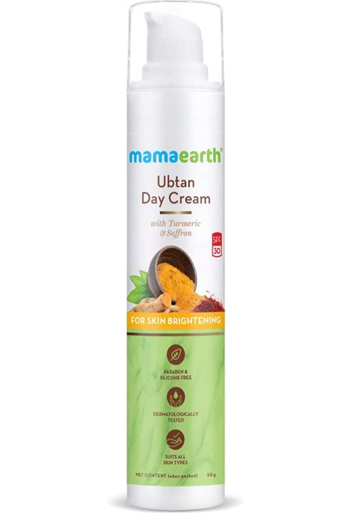 mamaearth ubtan day cream with turmeric & saffron for skin brightening