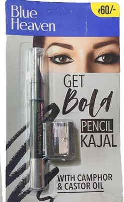 BLUE HEAVEN GET BOLD PENCIL KAJAL WITH CAMPHOR &CASTOR OIL,  3.2g  ,black