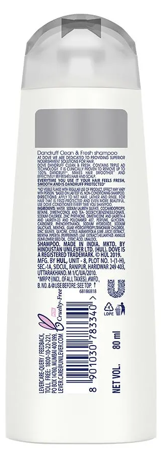 DOVE ANTI DANDRUFF SOLUTIONS DANRUFF CLEAN & FRESH SHAMPOO (CLINICALLY PROVEN)