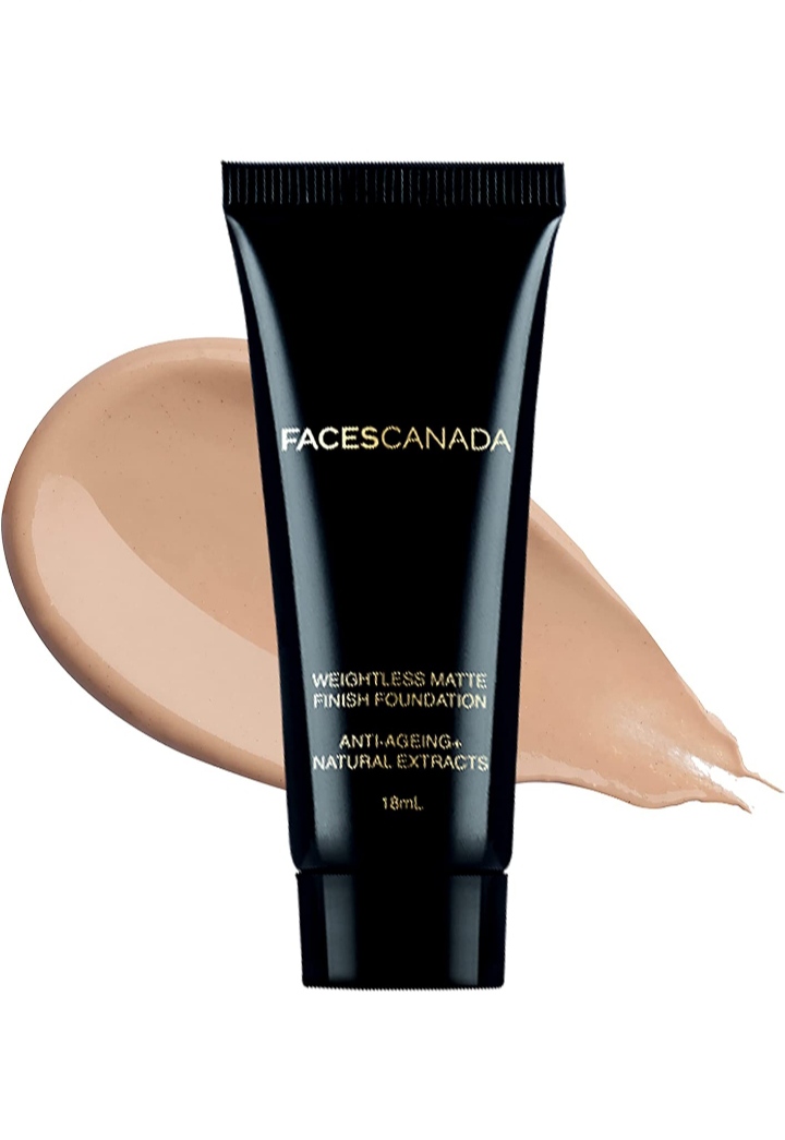 FACES CANADA WEIGHTLESS MATTE FINISH FOUNDATION anti-ageing properties contains natural extracts , color-Ivory