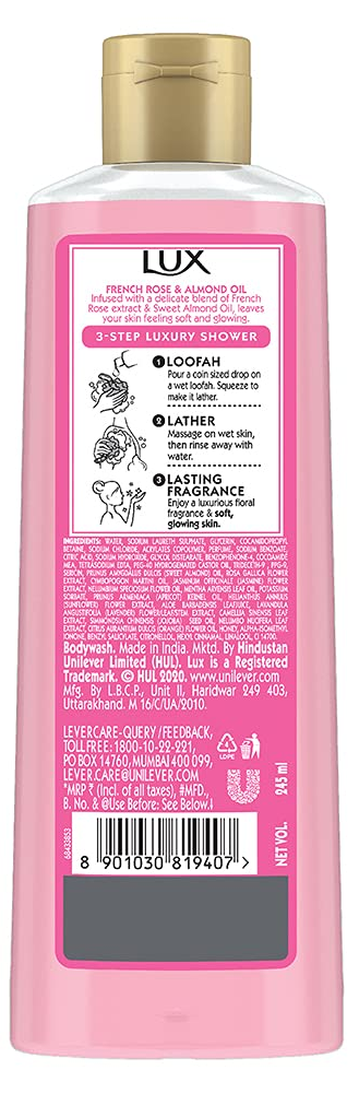 LUX BODY WASH  SOFT SKIN(FRENCH ROSE & ALMONDOIL)