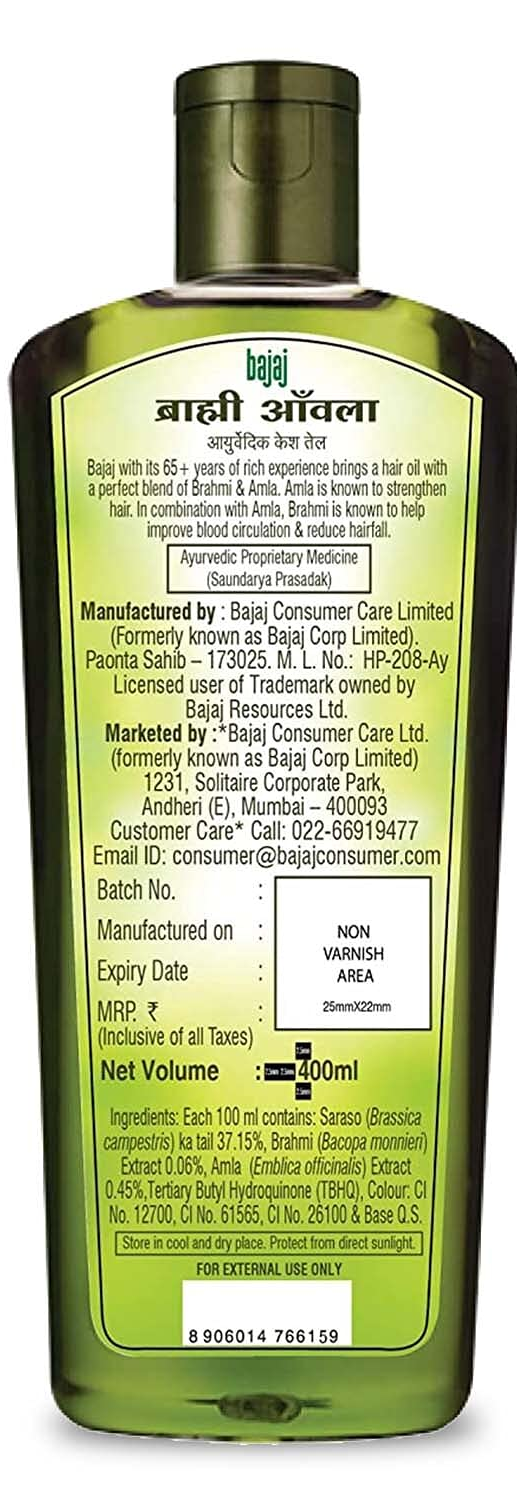 BAJAJ BRAHMI AMLA AYURVEDIC HAIR OIL(65 YEARS OF EXPERIENCE)