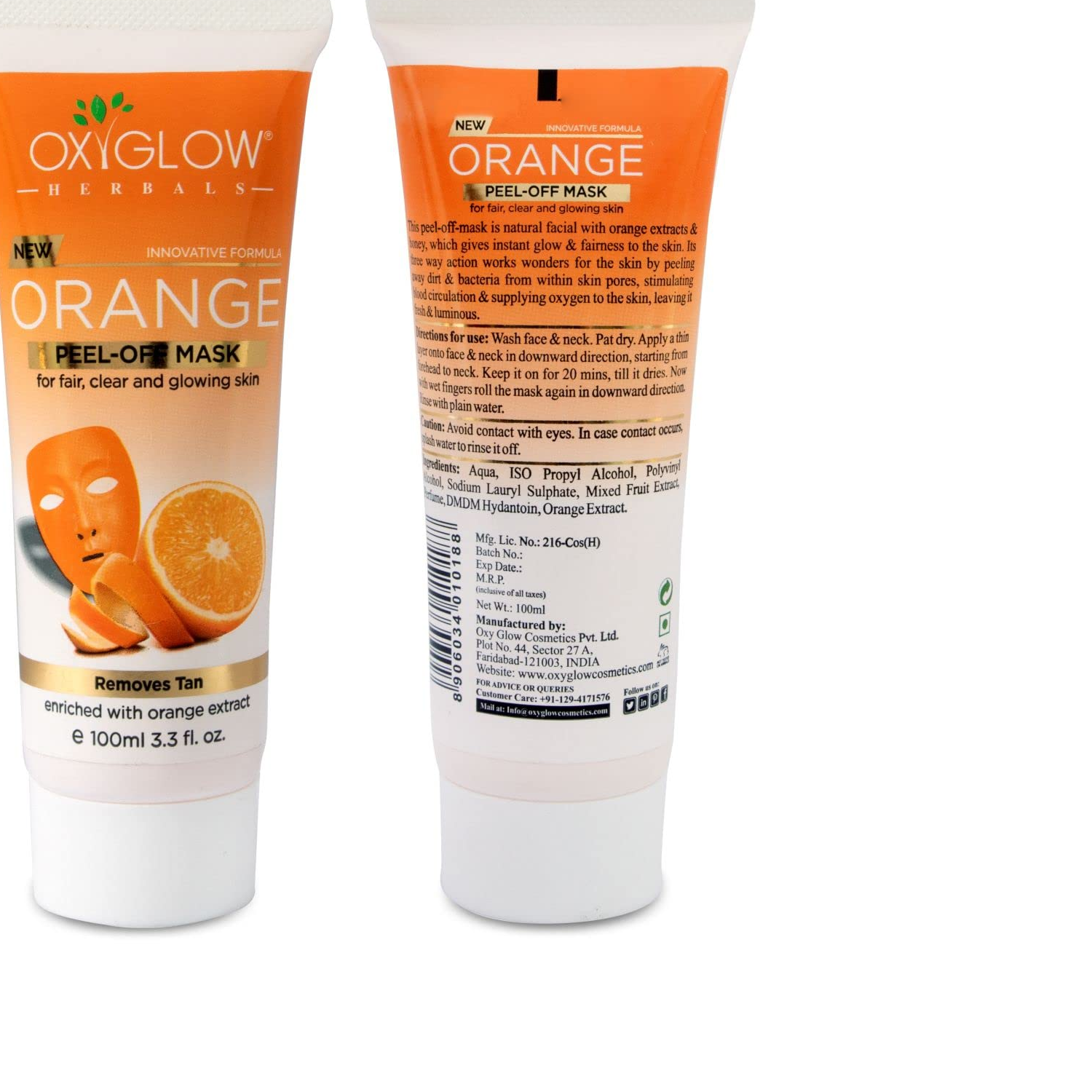 OXYGLOW ORANGE PEEL-OFF MASK (REMOVES TAN)