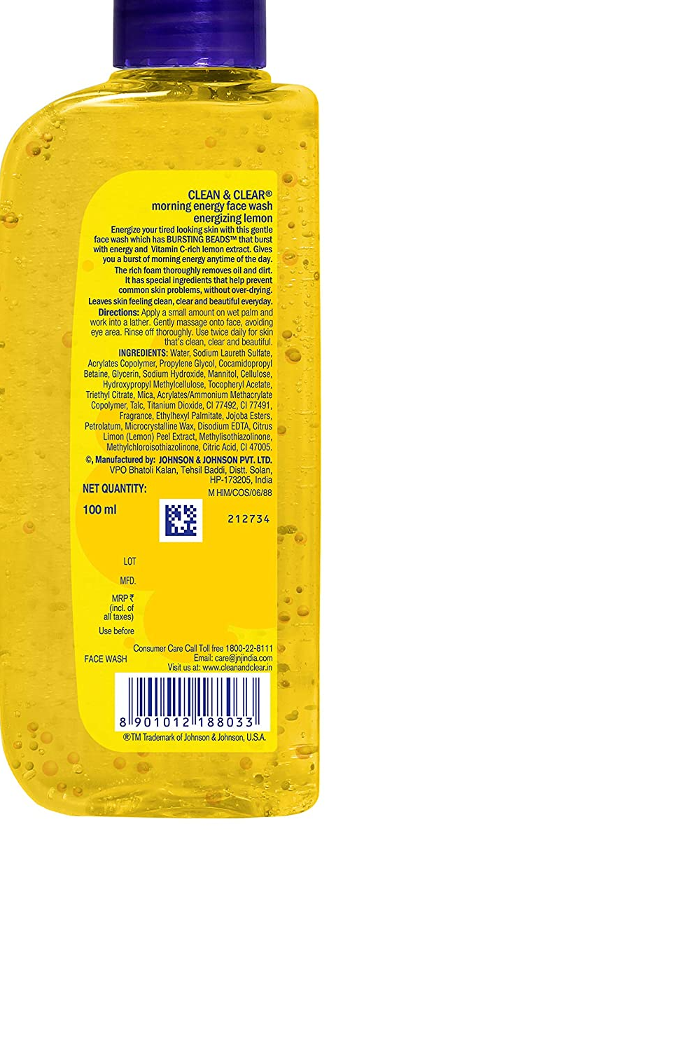 CLEAN & CLEAR MORNING ENERGY LEMON FRESH FACE WASH