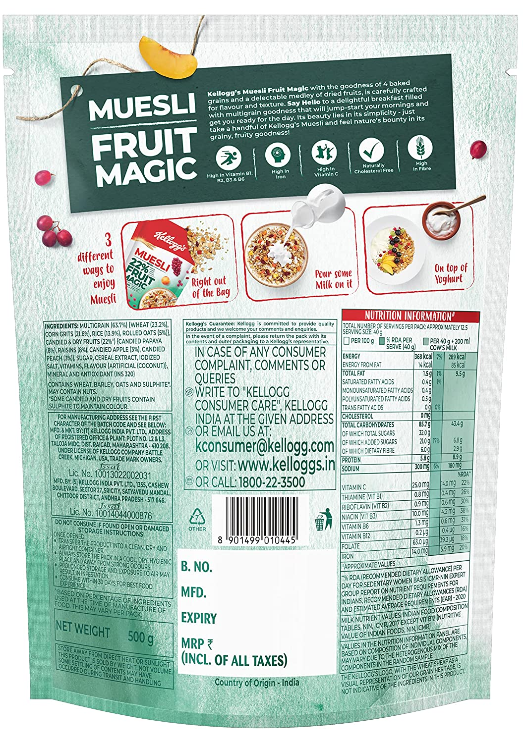 KELLOGGS MUSELI 22% FRUIT MAGIC (4 GRAINS )